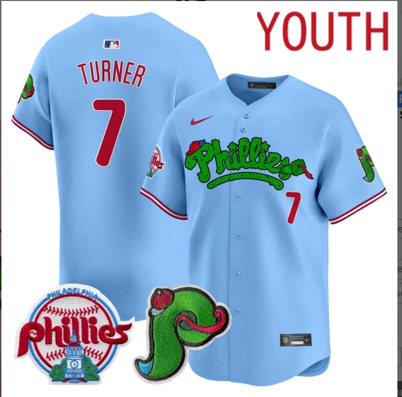 Youth  Philadelphia Phillies #7 Turner blue Limited 2024 MLB Nike jersey